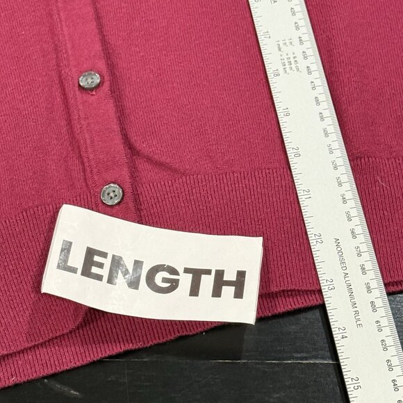 Banana Republic Cashmere Blend Magenta Pink Crewneck Womens Cardigan Sz Medium - Picture 9 of 9